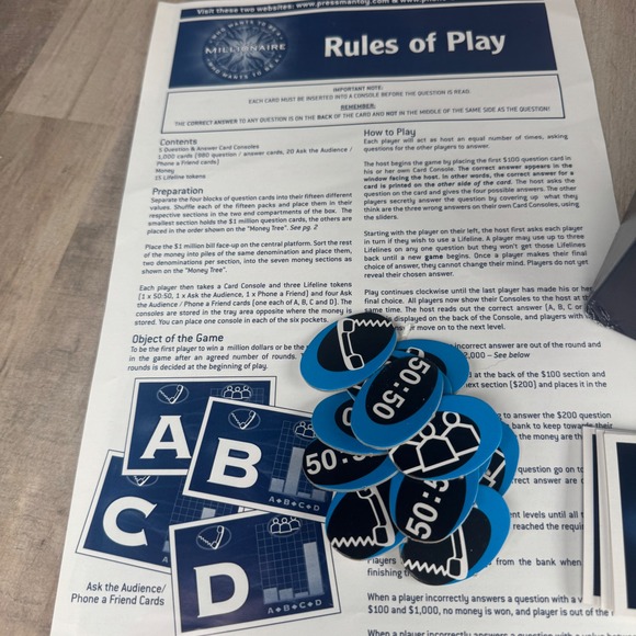 Who Wants To Be A Millionaire Board Game Pressman 2000 98% Complete READ - Picture 6 of 6